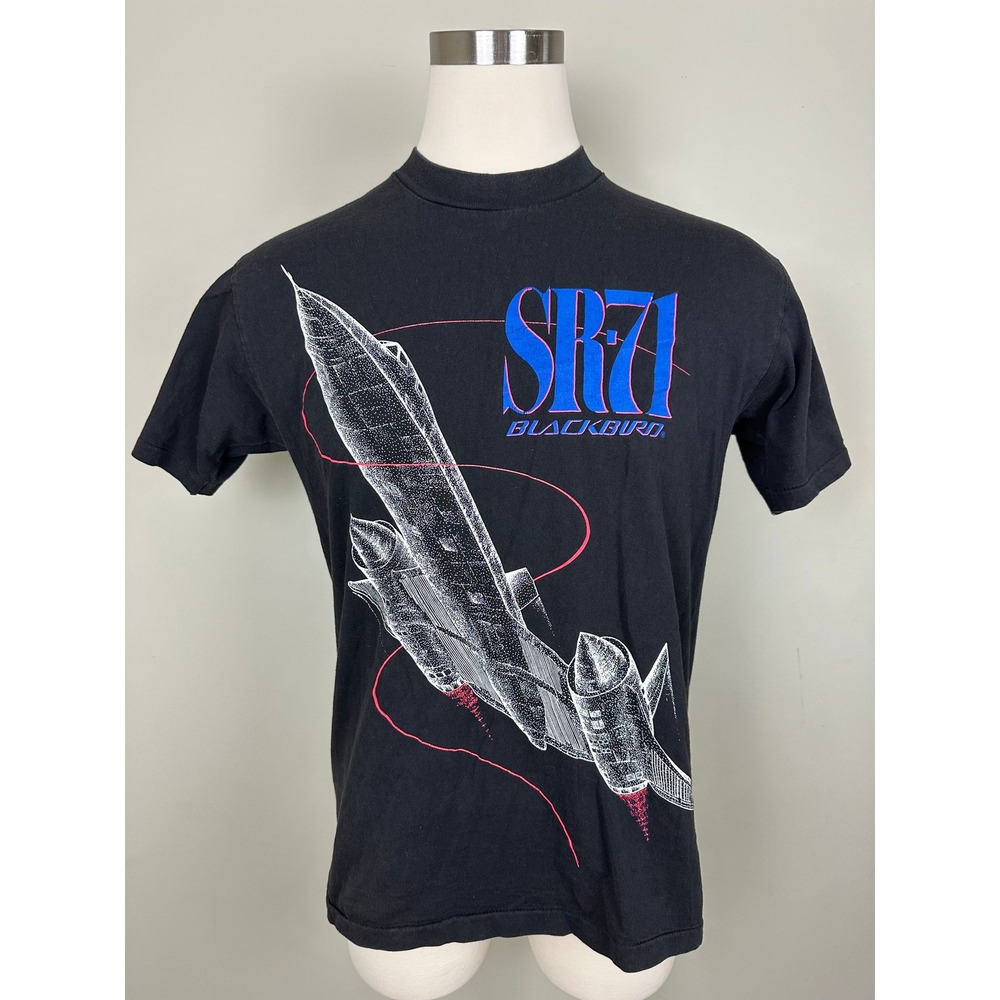 Vintage 90s SR-71 Blackbird T-Shirt USA‎ Made Oneita Power-T Aircraft Tee Large